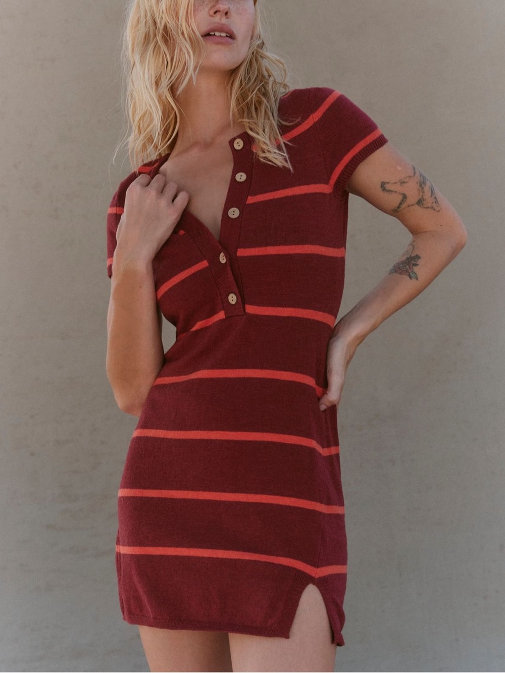 Free People Free-est Sinclair Sweater Mini  Striped Preppy Knit Dress FP Beach